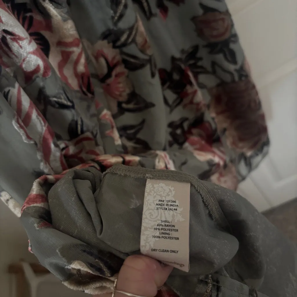 Soft Surroundings Burnout Floral Velvet Long Formal Dress Size Large - Image 8