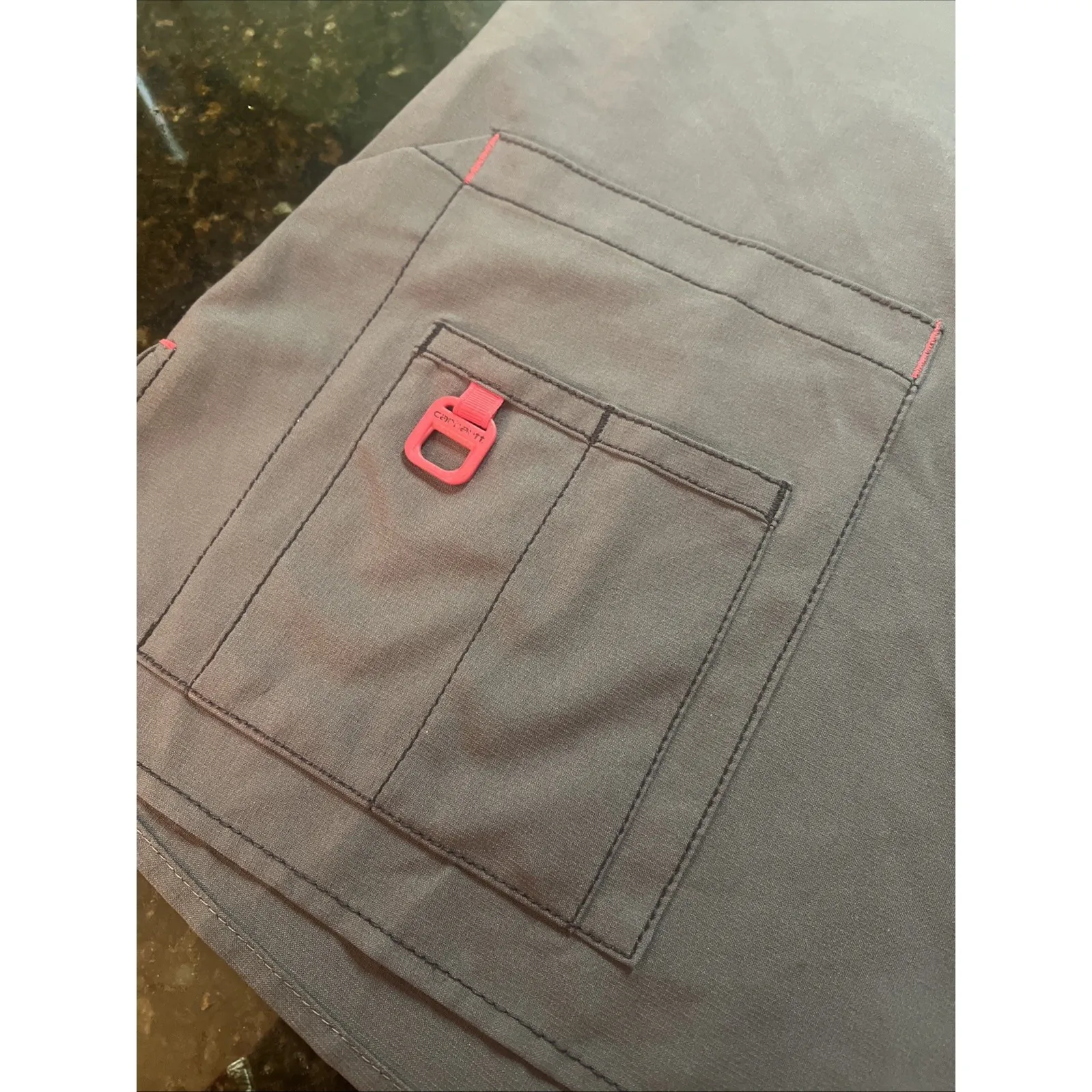 Carhartt Scrub Top Sz Sm Womens Gray Pink Trim Hospital Nurse Doctor‎ Shirt - Image 2