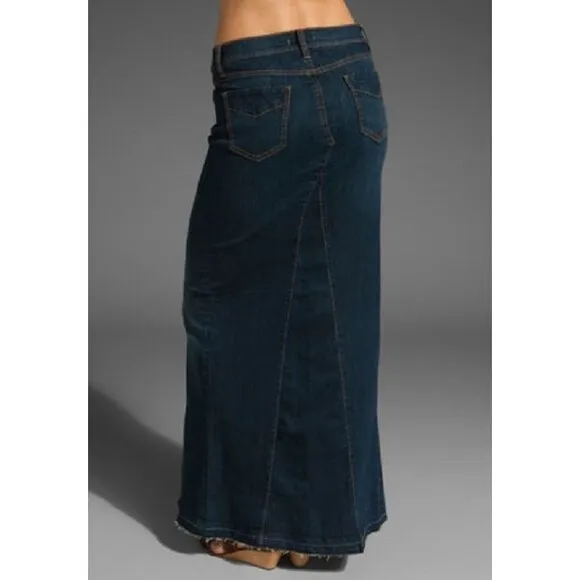 Womens Dark Long Genetic Denim NWT Jean Skirt 29 32 X 42 Tall Anthropologie Slit - Image 2