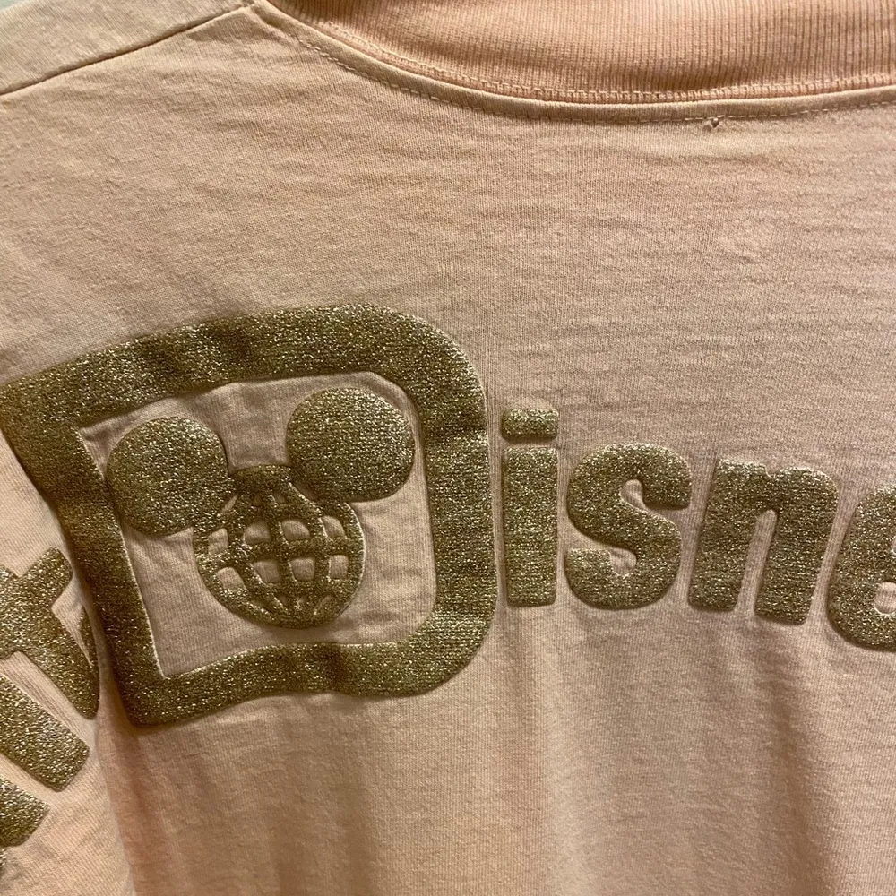 Disney Walt Disney World Peachy Pink Rose Gold Glitter Spirit Jersey Size S - Image 9