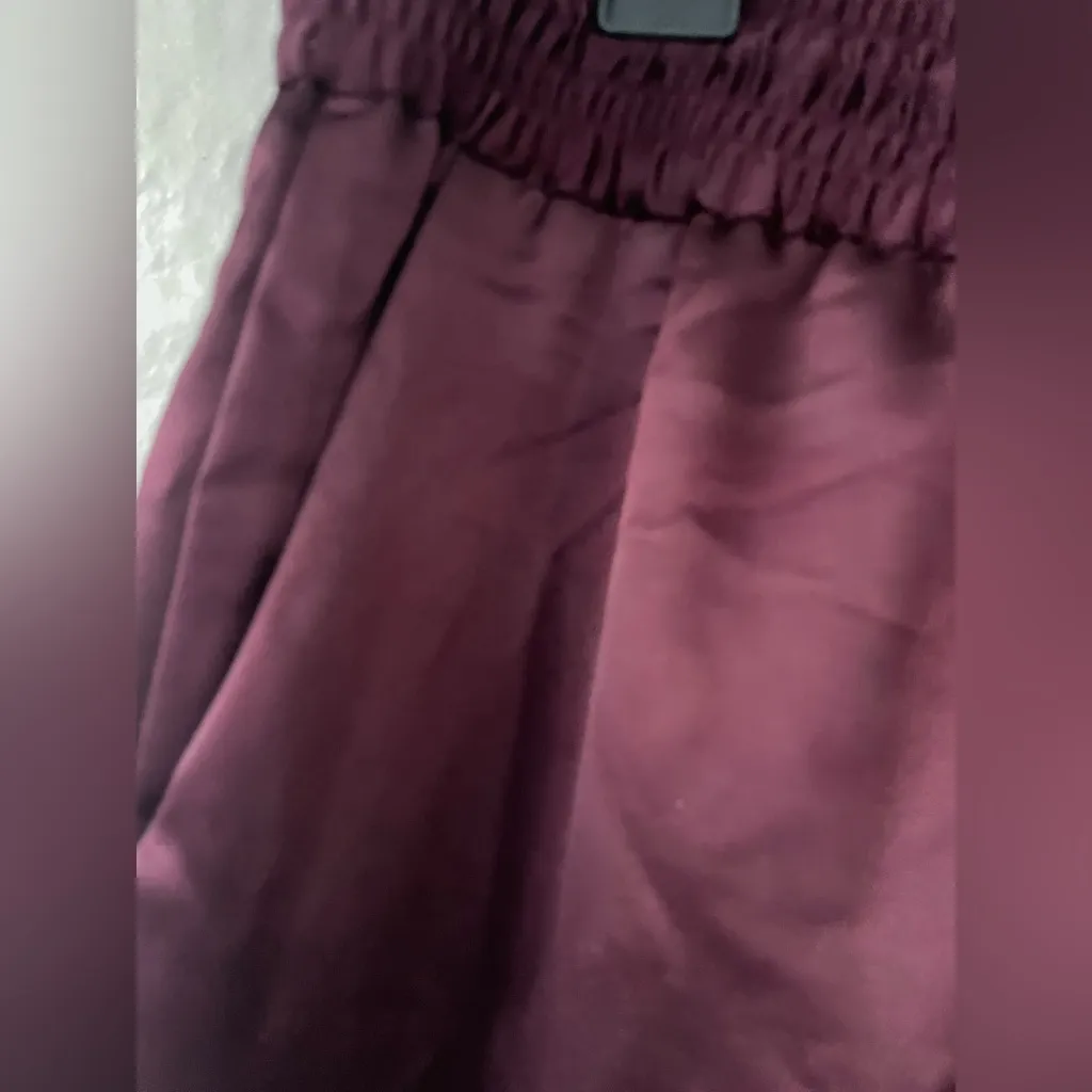 Autograph burgundy silly straight leg ankle pants, pockets, elastic waist; 14 Red - Image 4