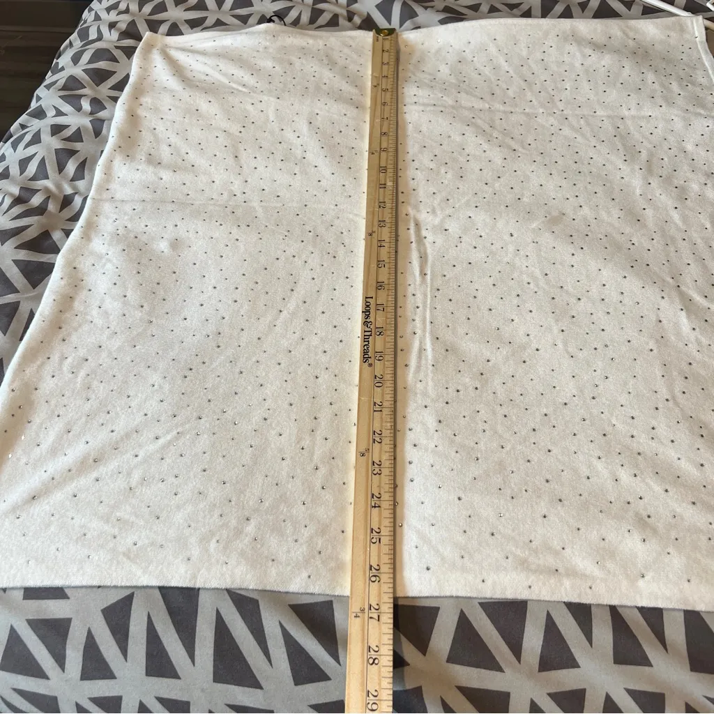 Rachel Zoe White Rhinestone Embellished‎ Poncho Soft Cozy Knit Topper One Size - Image 11