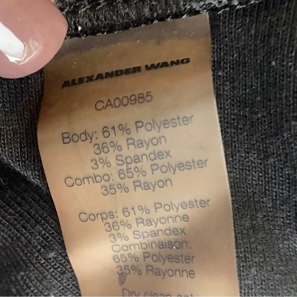 T Alexander Wang Perforated Fishnet Look Jersey Midi Skirt Black Small 4/6 Edgy - Image 11