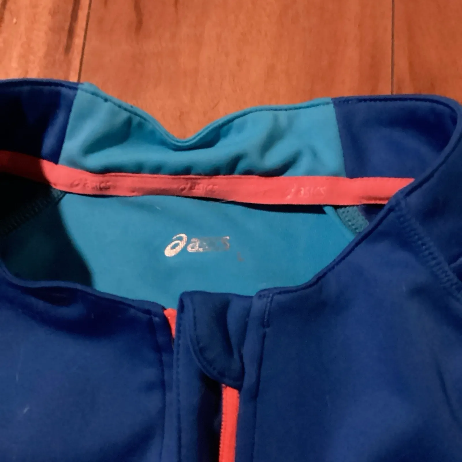 ASICS Resistant 1/4 Zip Pullover  Womens Large Teal/Orange Shirt/jacket - Image 3
