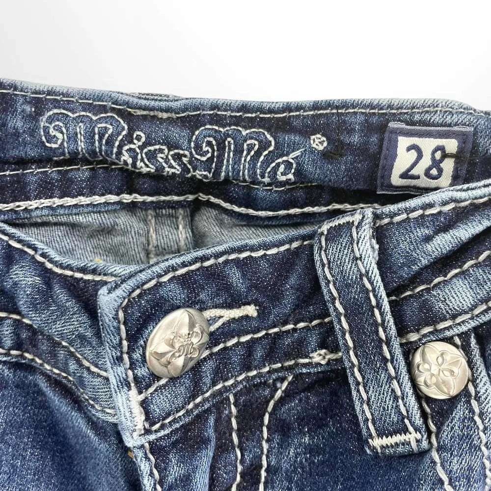 00s MISS ME Vintage Blue Signature Boot Bling Pocket Jeans - Image 6