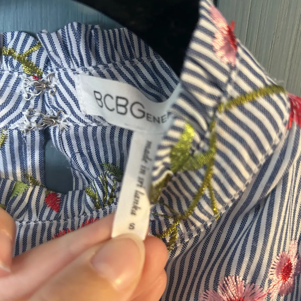 BCBGeneration Striped Floral Embroidered Top - Image 11