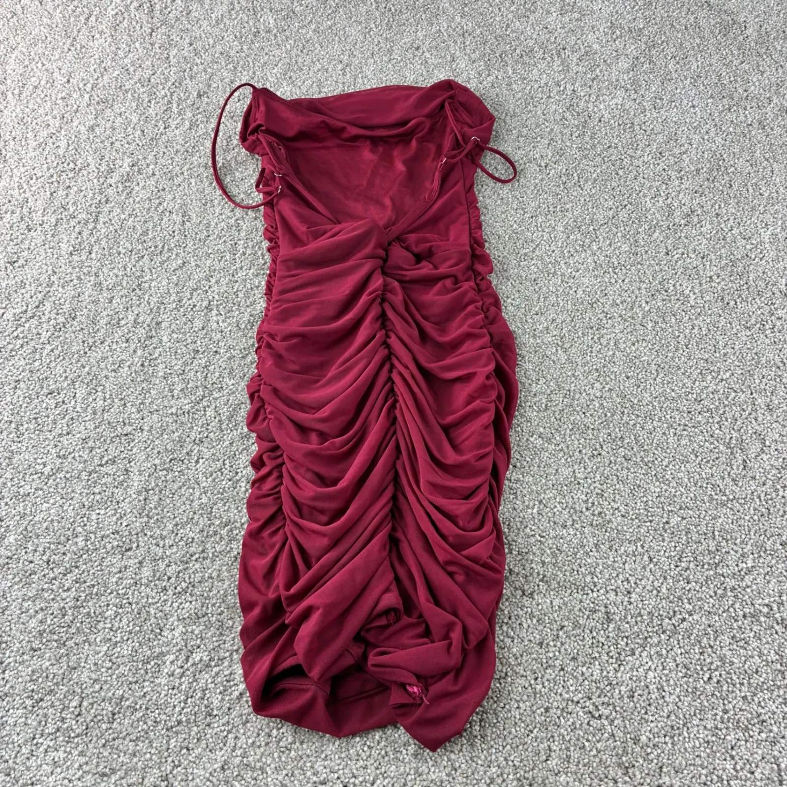 Oh Polly‎ Dark Red Ruched Bodycon Mini Dress Sleeveless Homecoming Party US 2 - Image 2