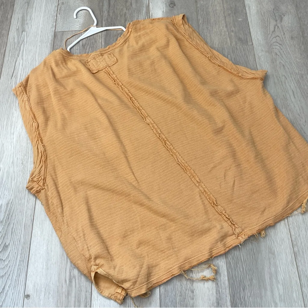 Free People Tee Shirt our time slouchy womens Orange large oversized boho casual - Image 5