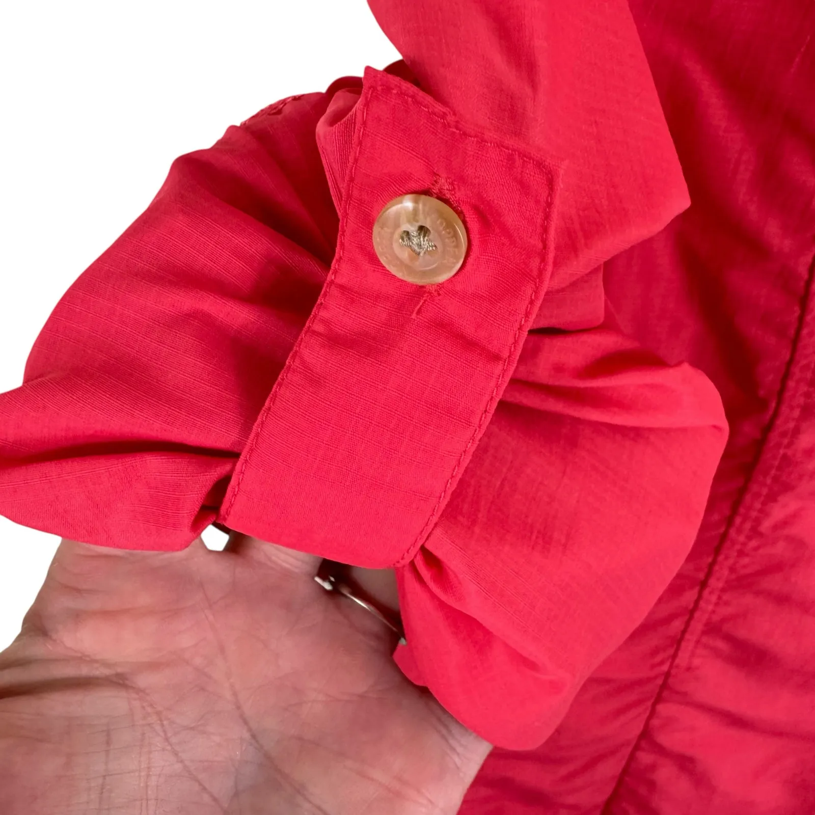 KOPPEN 100% Nylon Coral Insect Repellant Roll Tab Sleeve Button Up Fishing Top M Pink Size M - Image 7