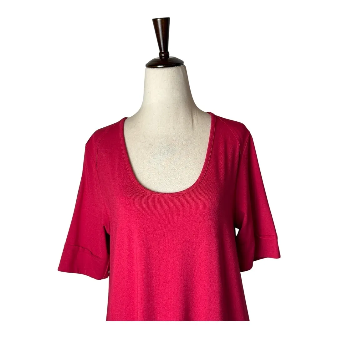 Lilla P Dress Women Medium Pink Knit Short Sleeve Scoop‎ Neck Tee Tunic Preppy - Image 2