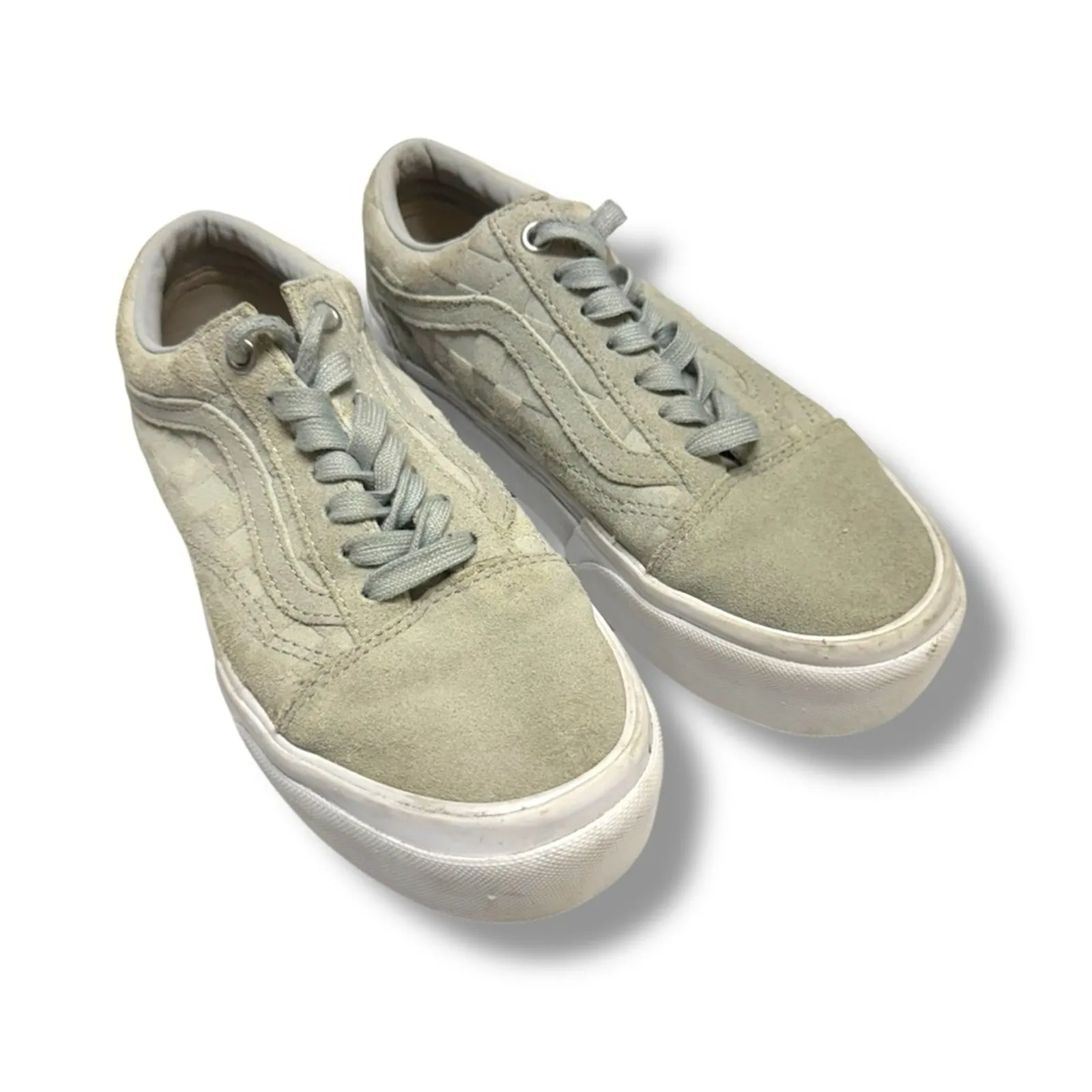 Vans Old Skool Stacked Embossed‎ Check Platform Sneakers Shoes Light Gray 7 - Image 2