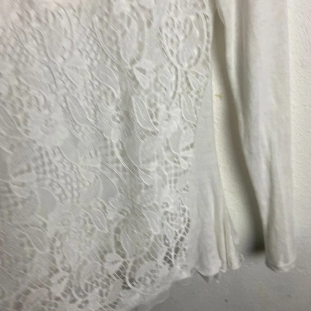 Sundance Size Small White Linen Eyelet Lace Long Sleeve Shirt Blouse Boho Tunic - Image 4