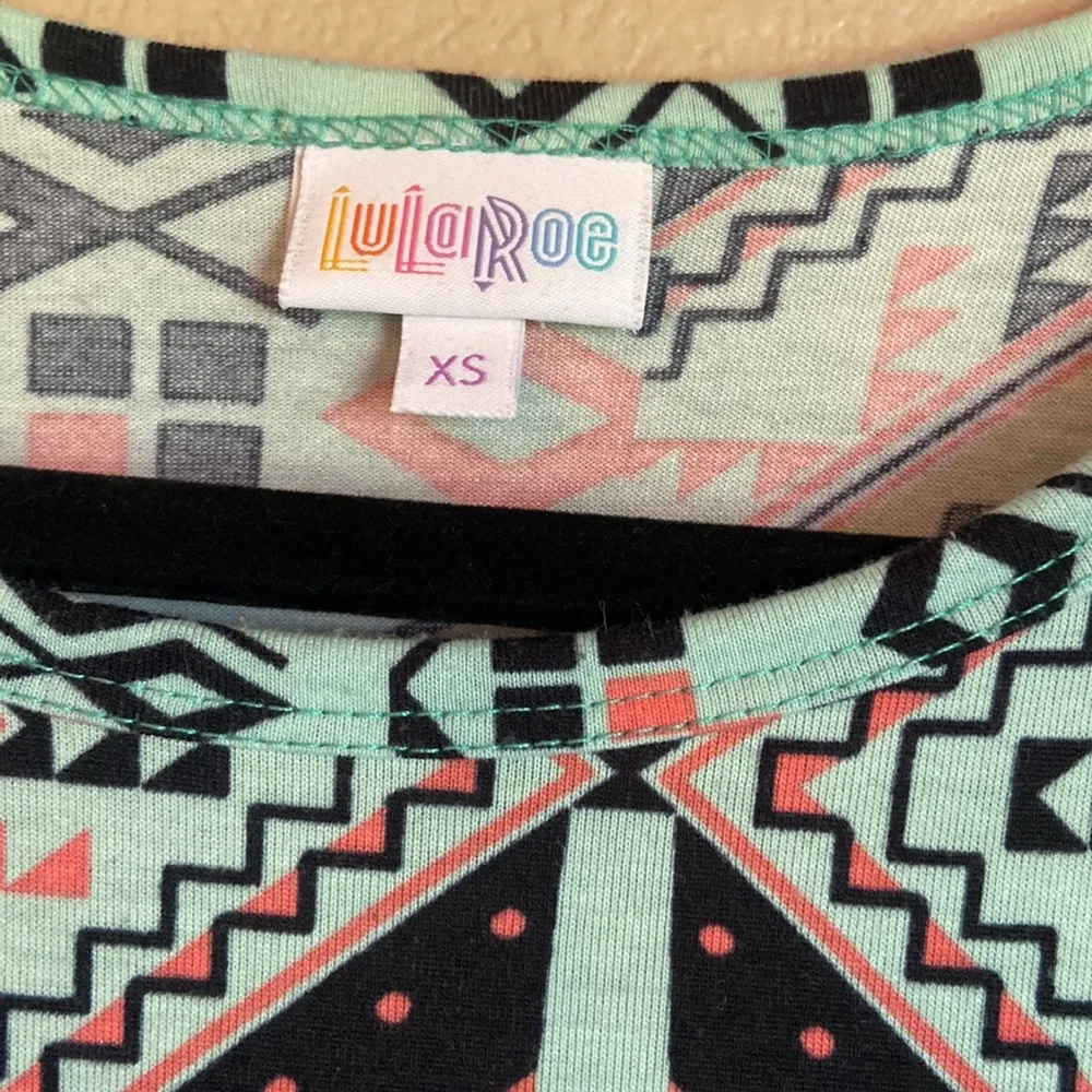 LULAROE Carly T-Shirt Dress XS S M 4 6 8 I0 Mint Green Black Pink Geometric - Image 4