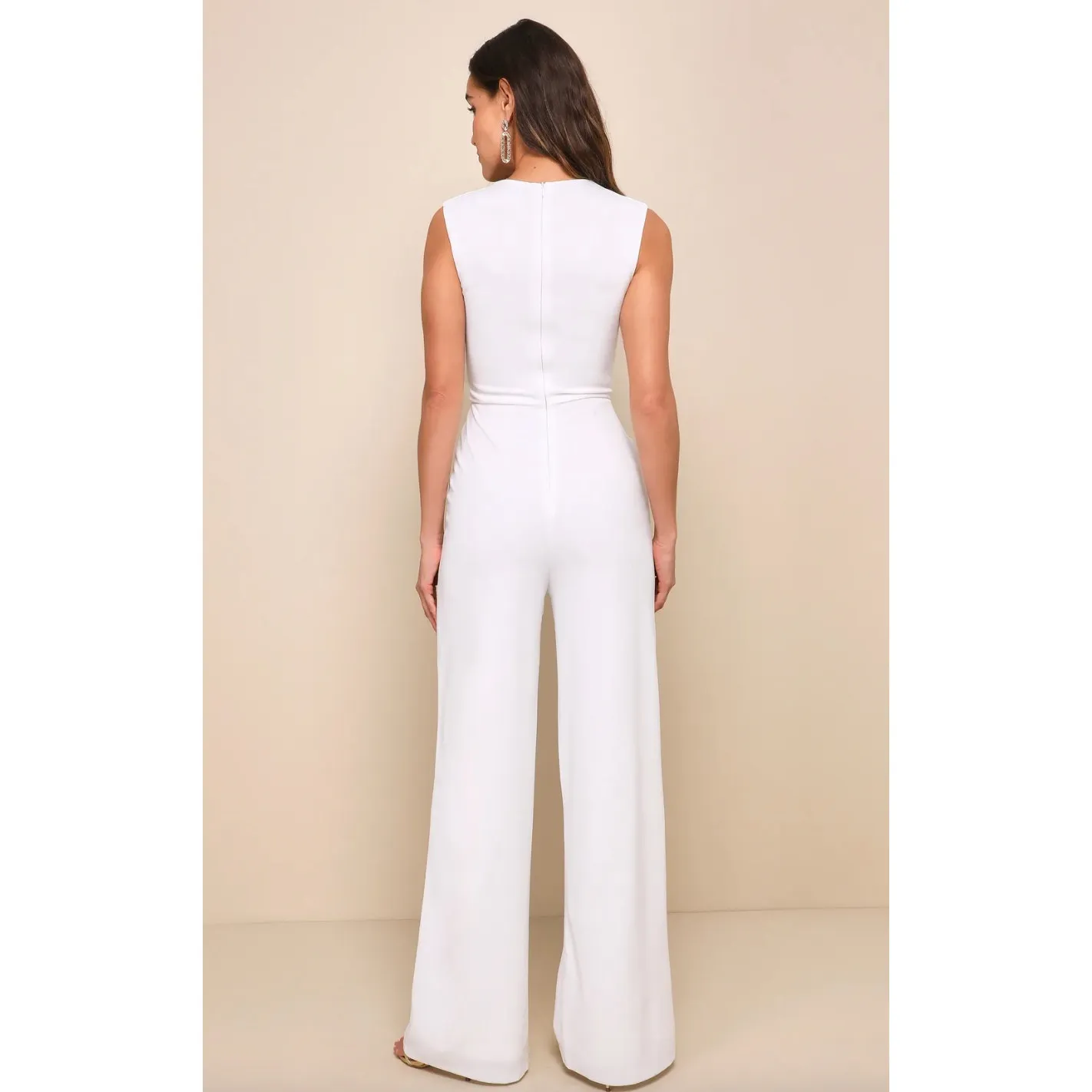 Lulus Enticing Endeavors White Jumpsuit Formal Evening Wedding Bridal Medium NWT - Image 2