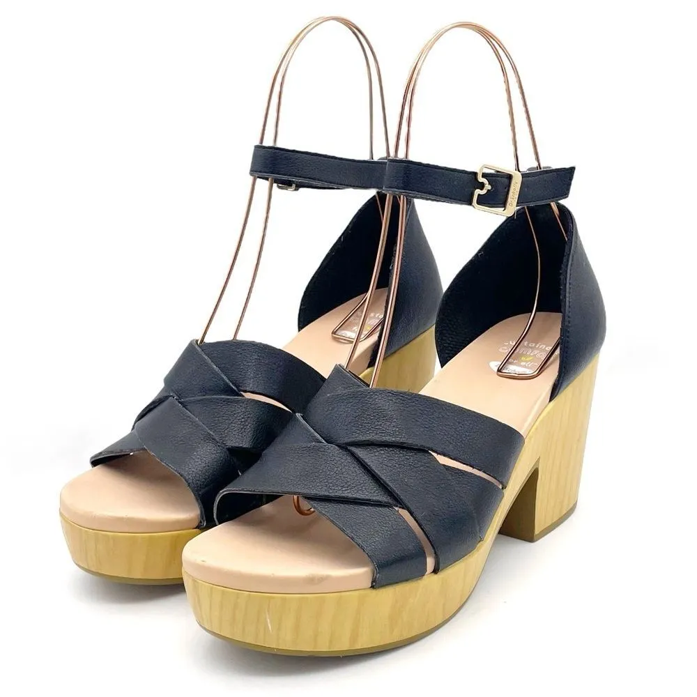 Dr. Scholl’s Blissful Platform Clog Sandal Black Faux Leather Women's Size 8.5 - Image 6