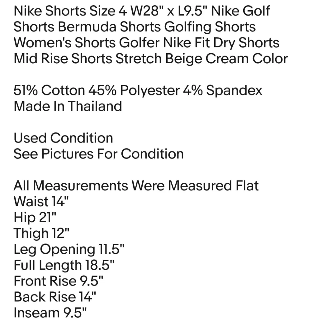 Nike Shorts Size 4 W28" x L9.5" Nike Golf Shorts Bermuda Shorts Golfing Shorts  - Image 2