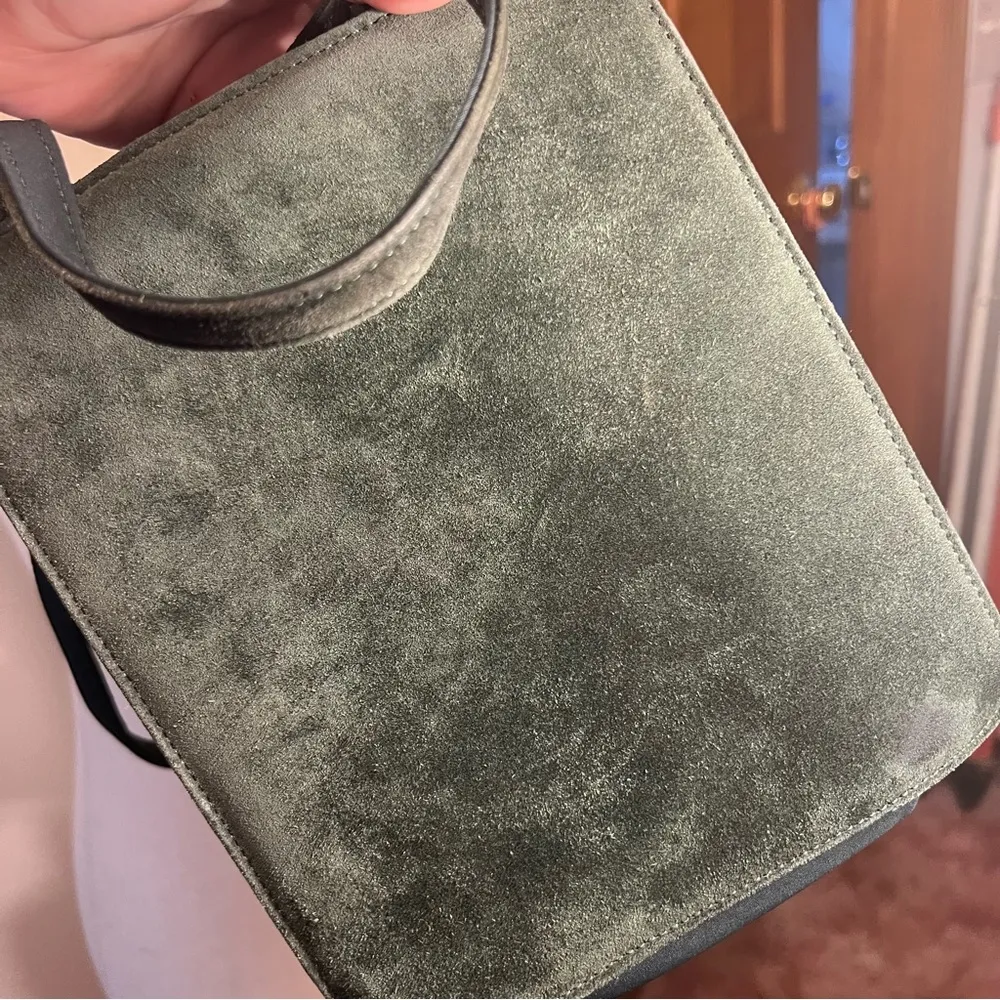 Nine West Emerald Green Velvety Crossbody Purse with Handles and Shoulder Strap - Image 6