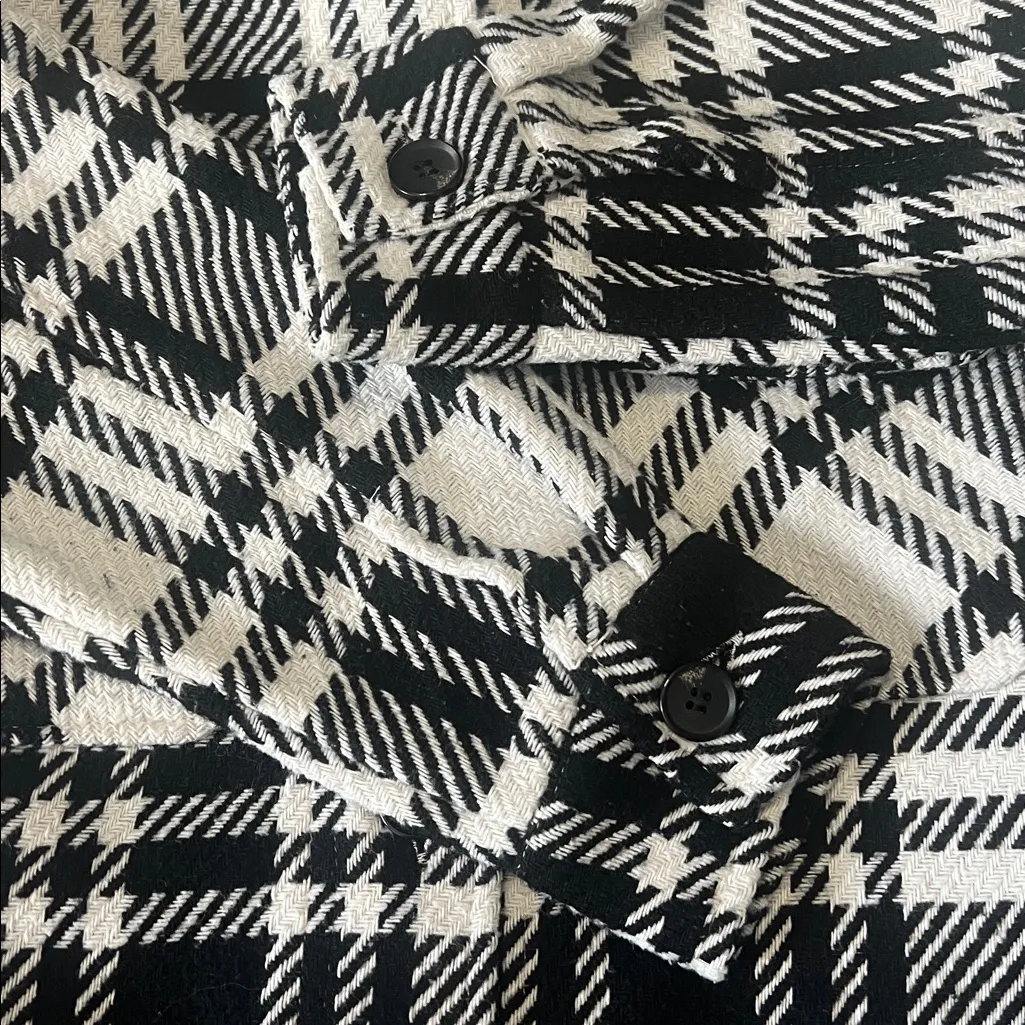 Autres Filles Plaid Shacket Black/White Size Small Black - Image 7