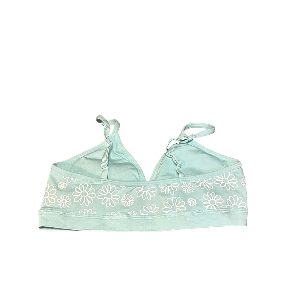 Wonder Nation Girls Daisy Print V Neck Bralette Bra Size 34 Mint Green - Image 2