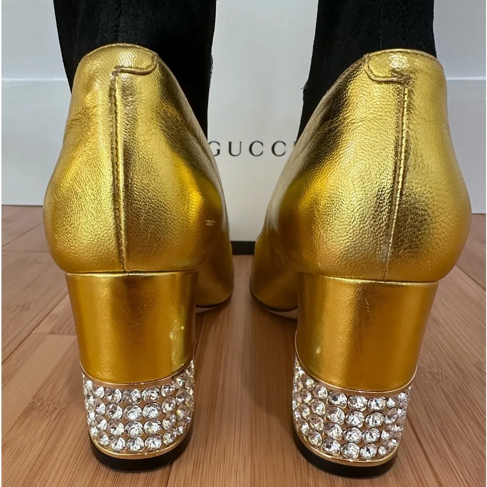 Gucci Metallic And Crystal Boots - Image 4
