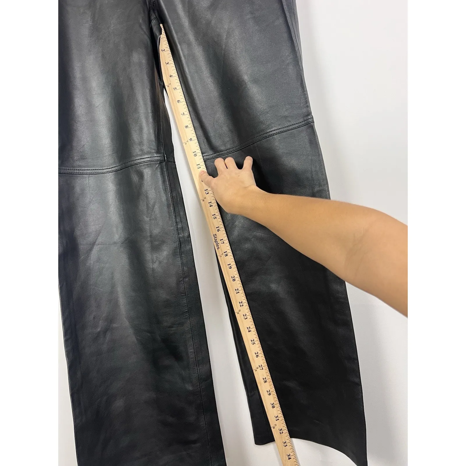 L’Académie Black Leather Straight Leg Pants Women’s XL 100% Leather NWT - Image 11