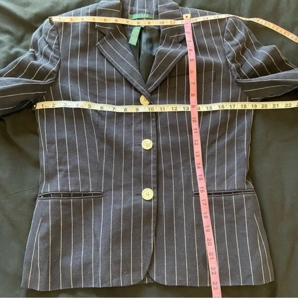 Ralph Lauren Linen Blazer Blue White Stripes Size 8 - Image 9