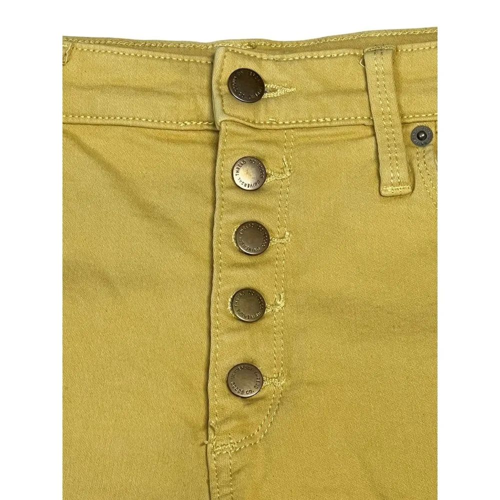 Universal Thread High Rise Midi Shorts Denim Mustard Yellow Button Fly Sz 8/29 - Image 2