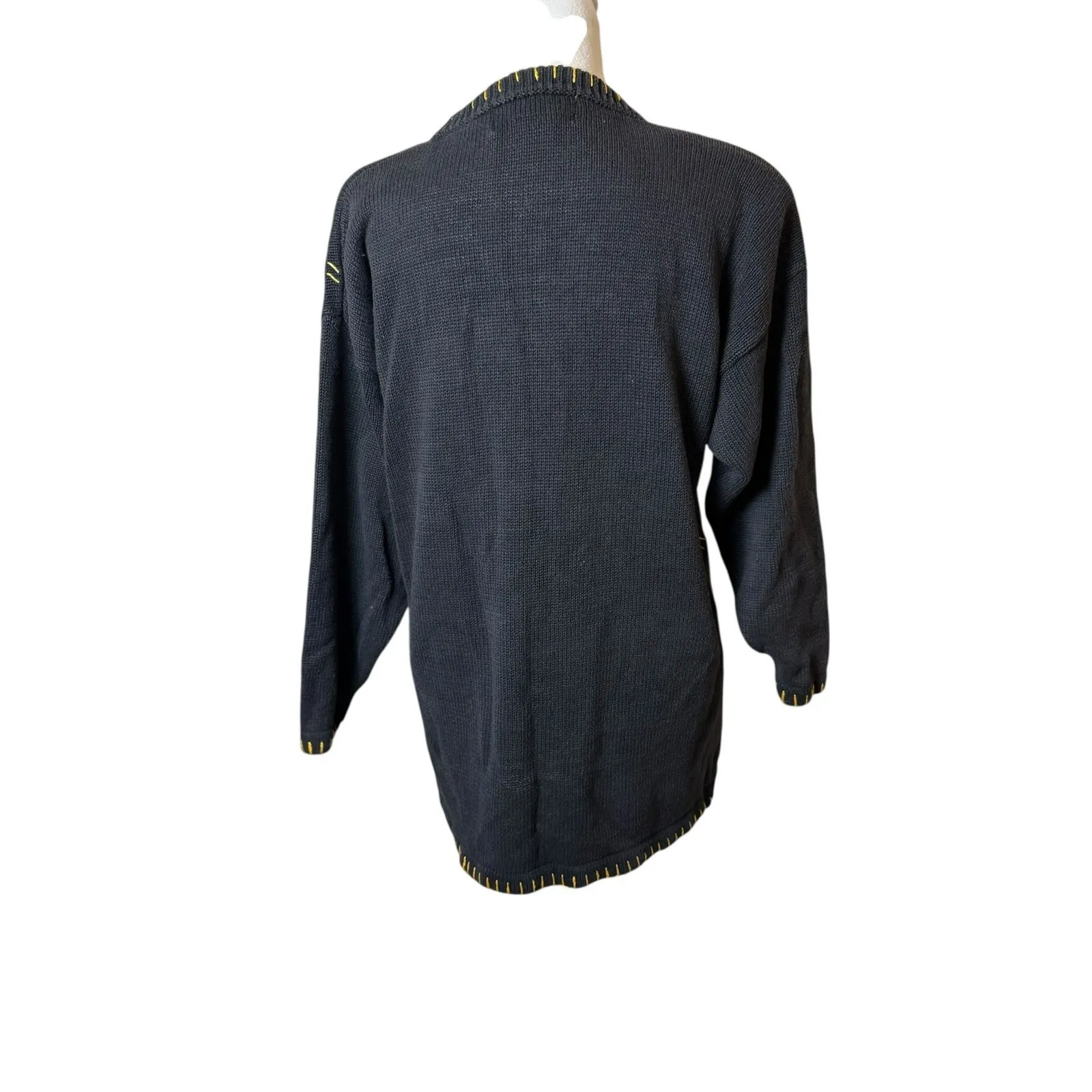 Vtg Womens Christmas Sweater Large Victoria Harbour Holiday Appliqué Embroidered Black - Image 5