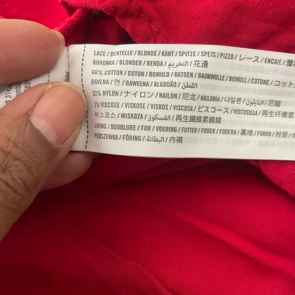 Womens Red Lace Apron Neck Sleeveless Cut Out Back Side Zip Dress Sm - Image 10