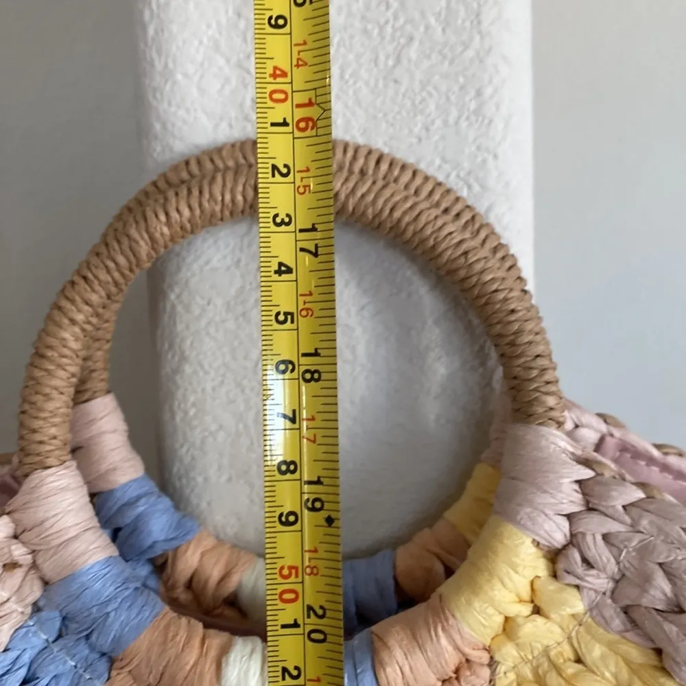 Grossi woven shoulder straw handbag summer vacation beach bohemian pastel - Image 12