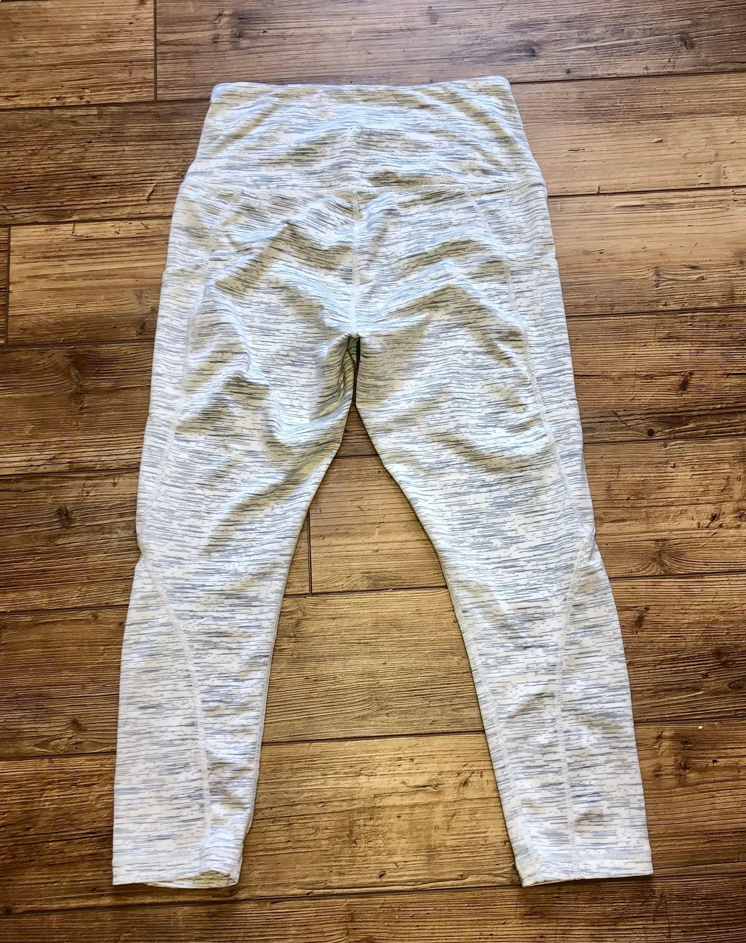 Mid-Rise White Cropped Heather Leggings S - Image 5