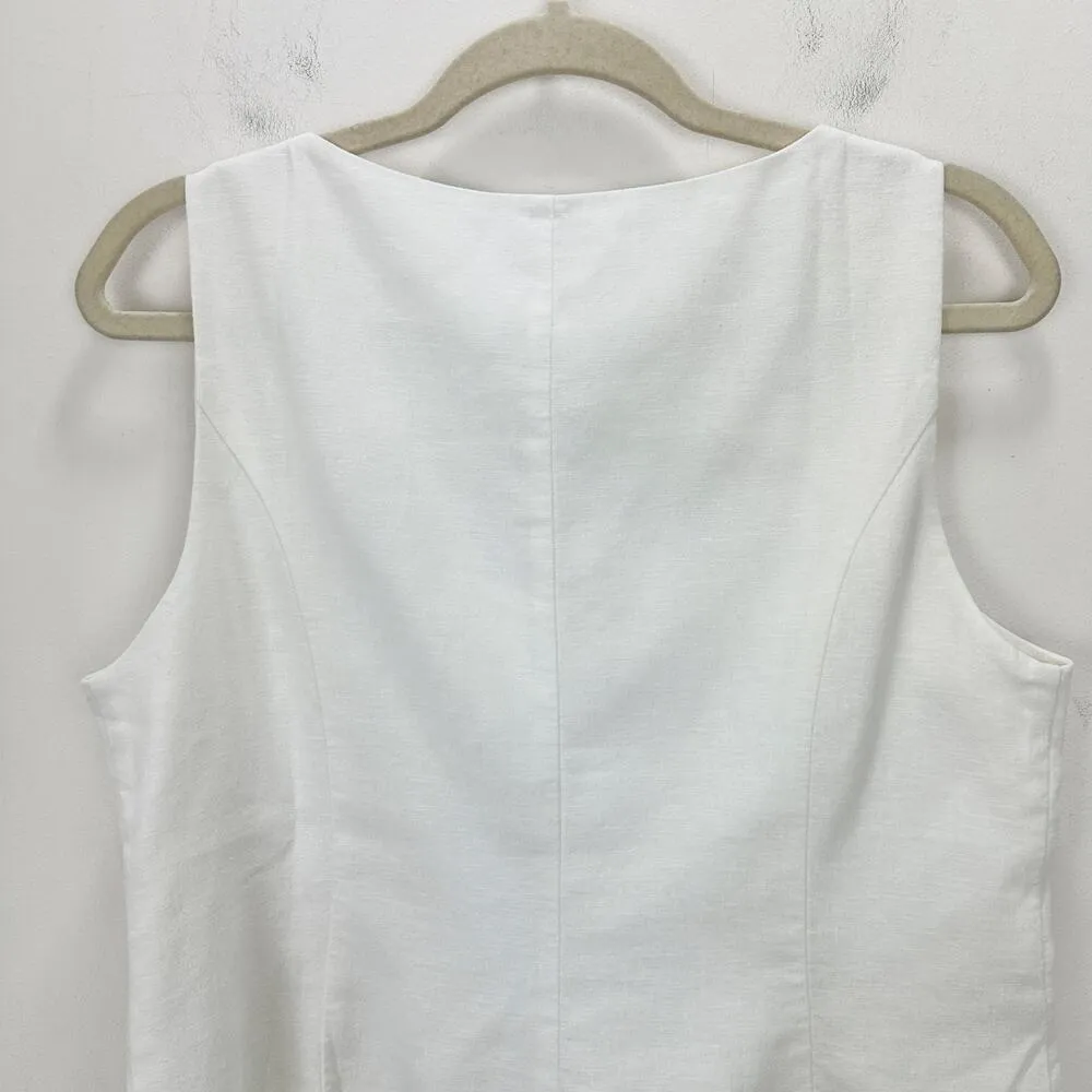 J.Crew Squareneck linen Blend Vest Suit Top Classic Minimalist White US 10 NWT - Image 9