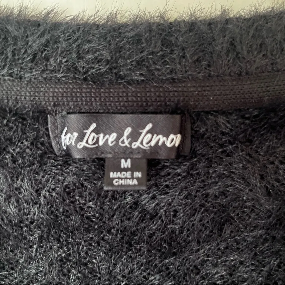 Anastasia Black Fuzzy Cropped Cardigan Sweater M - Image 6