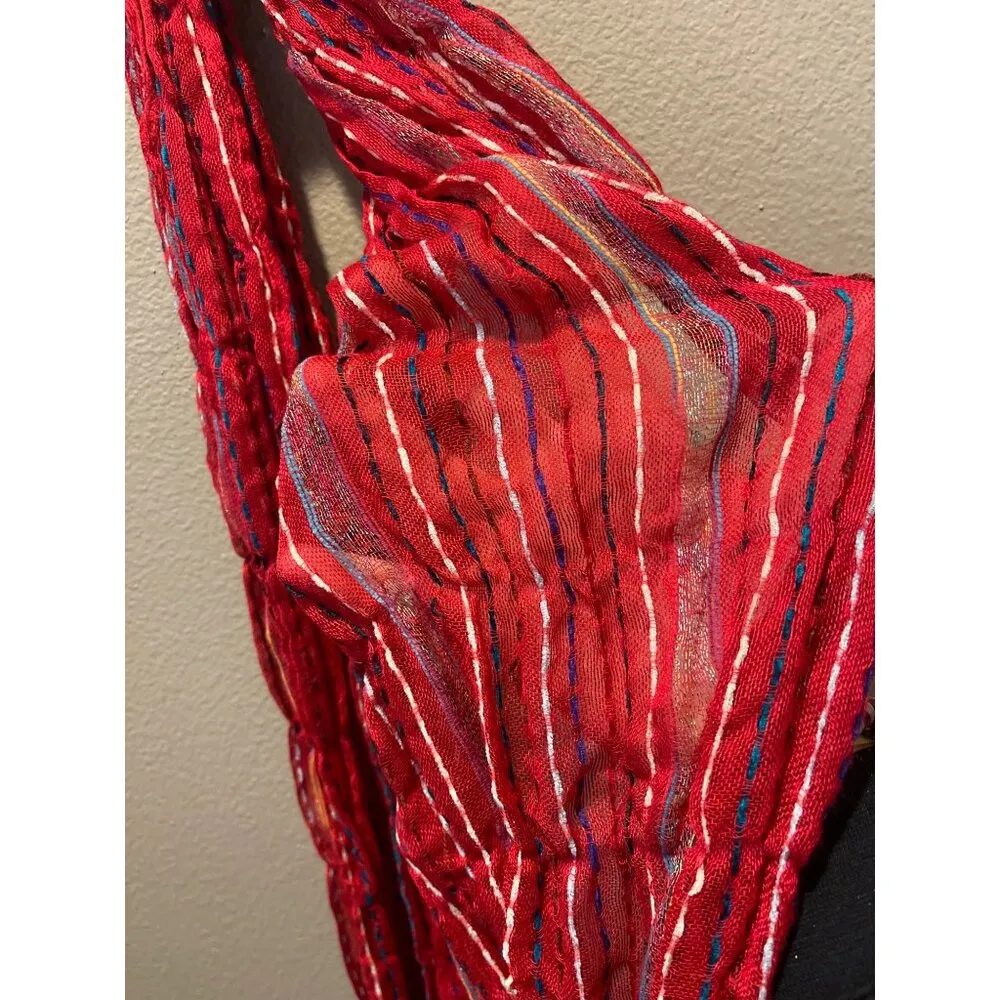 Faded Glory Red Bohemian Scarf Fringed Casual Scarf NWT Women's Size - Image 3