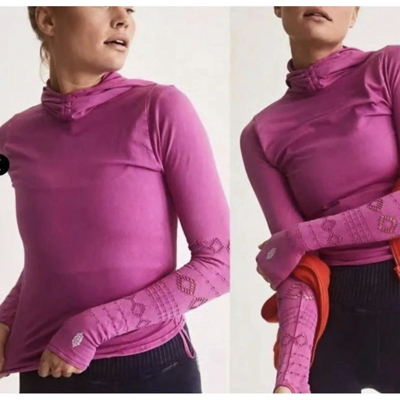 Free People FP Movement Good Karma Hoodie in Magenta Disco XS/S - Image 2