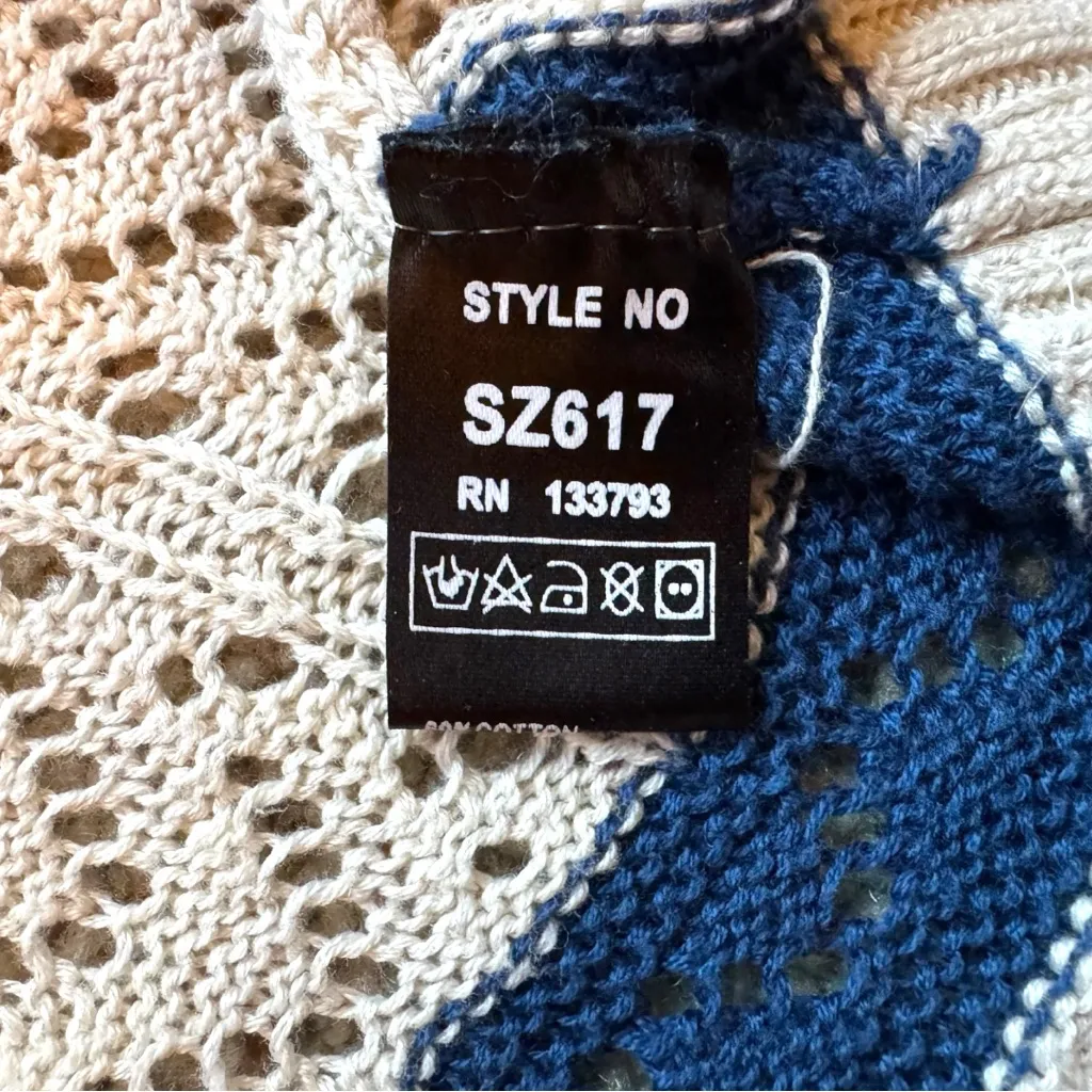 POL Boho Striped Open Knit Cardigan Sweater L Coastal Grandma Festival Layering - Image 11