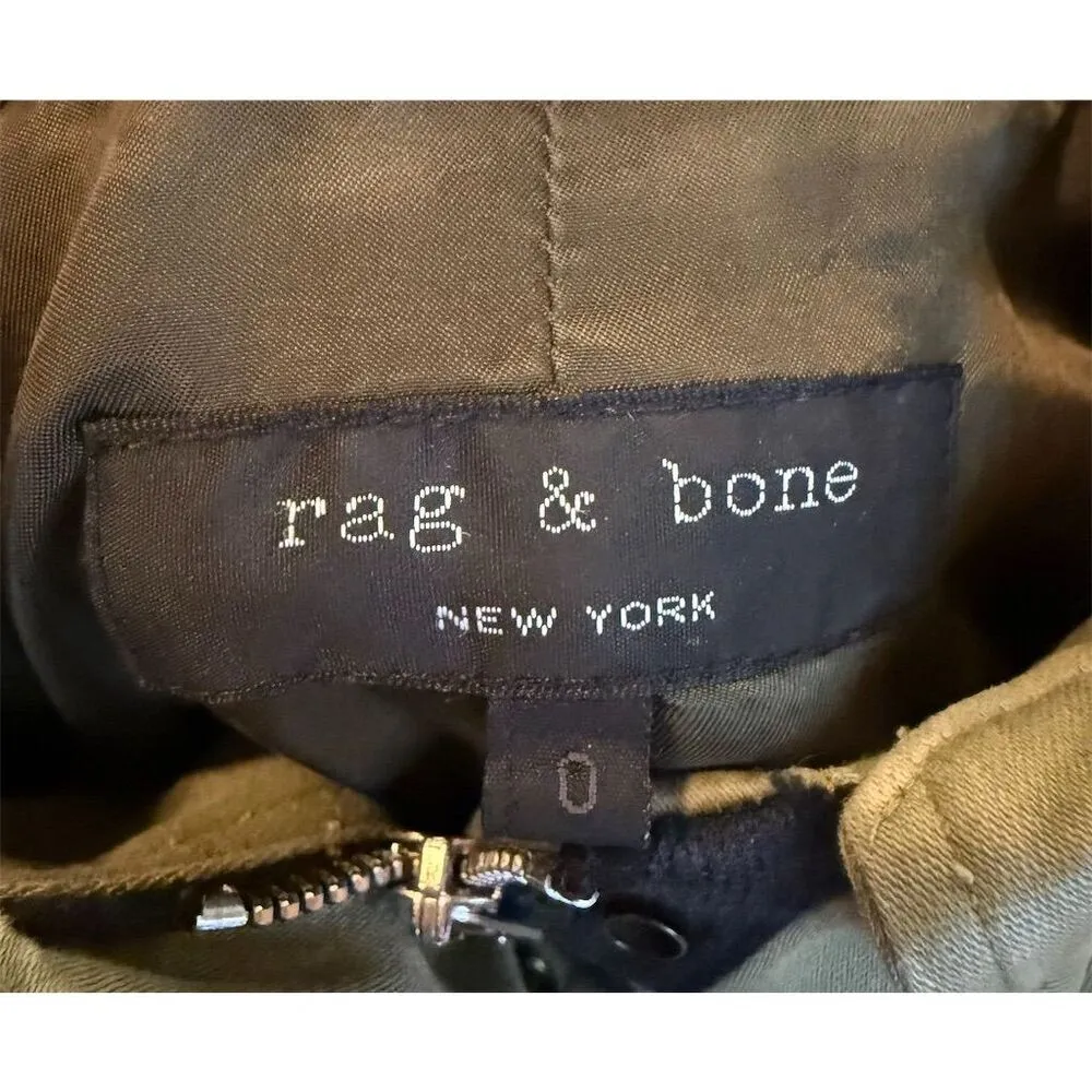 Rag & Bone Women's Military Jacket Size 0 Army Green Mid-Length Casual - Image 11