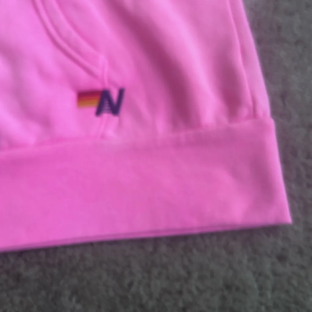 Aviator Nation Neon Pink Rainbow Zip Up Hoodie NWT Size Large - Image 5