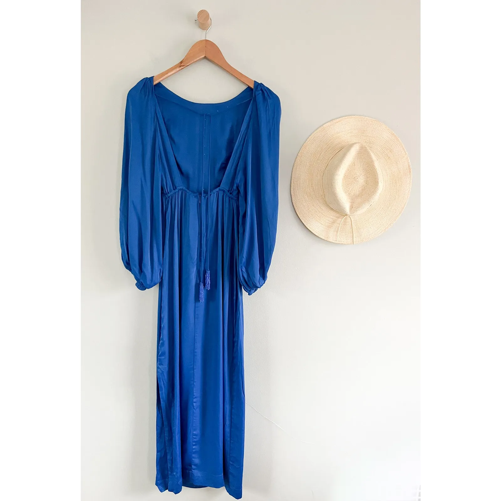 FARM Rio | Open-Back Midi Dress Royal Blue Long Sleeve | Sz XS - Image 8