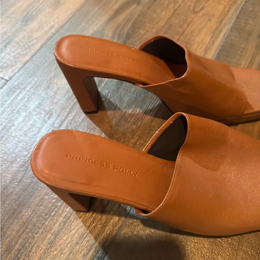 Princess Polly  Brown Leather Heels - Image 3