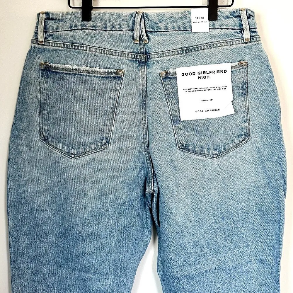 NWT Good American Good Girlfriend High Light Wash Blue Jeans - Size 12 / 31 - Image 7
