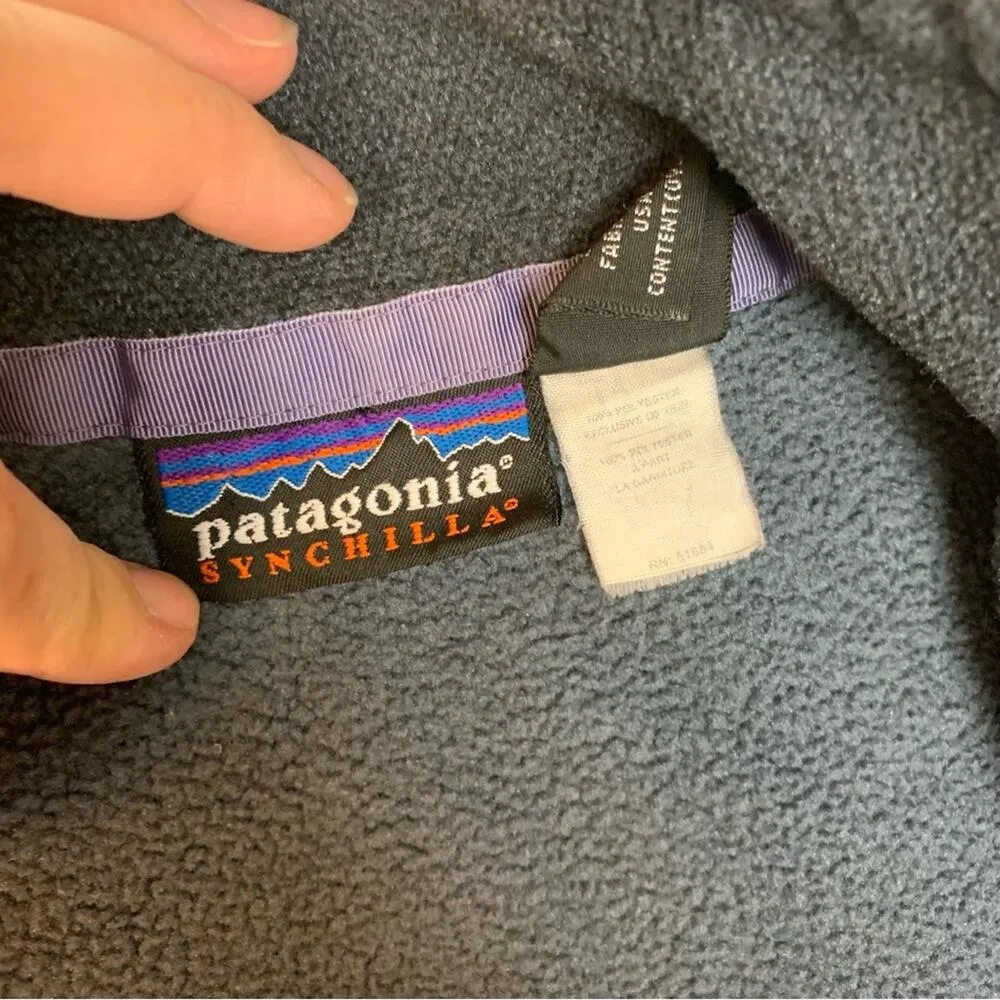 Patagonia women's small synchilla fleece zip up jacket flaw blue gorp hiking - Image 8