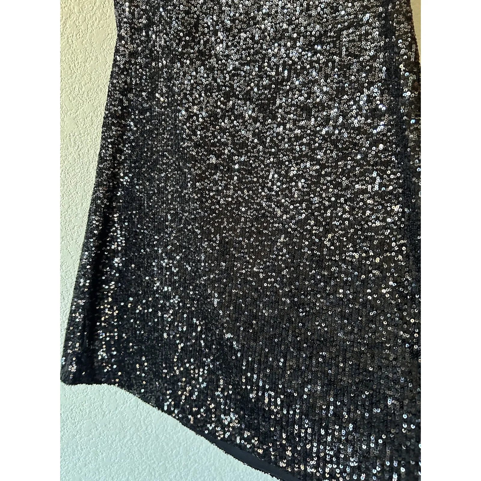 DKNY Gray Black Sequin Mini Sheath Dress NYE Holiday Christmas Size L Festive - Image 7
