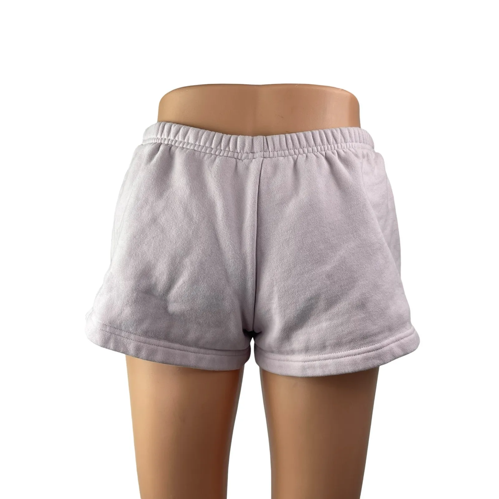 Aritzia Sweatfleece Women's Purple Lilac Boyfriend Fit Lounge Mini Shorts Size S - Image 3