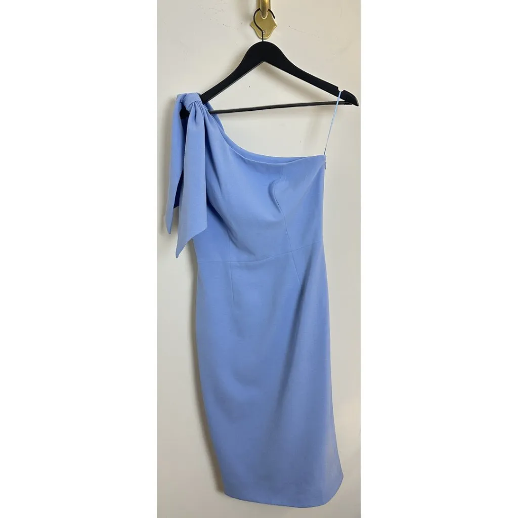 DRESS THE POPULATION Tiffany One-Shoulder Midi Dress in Sky Size Medium - Image 3