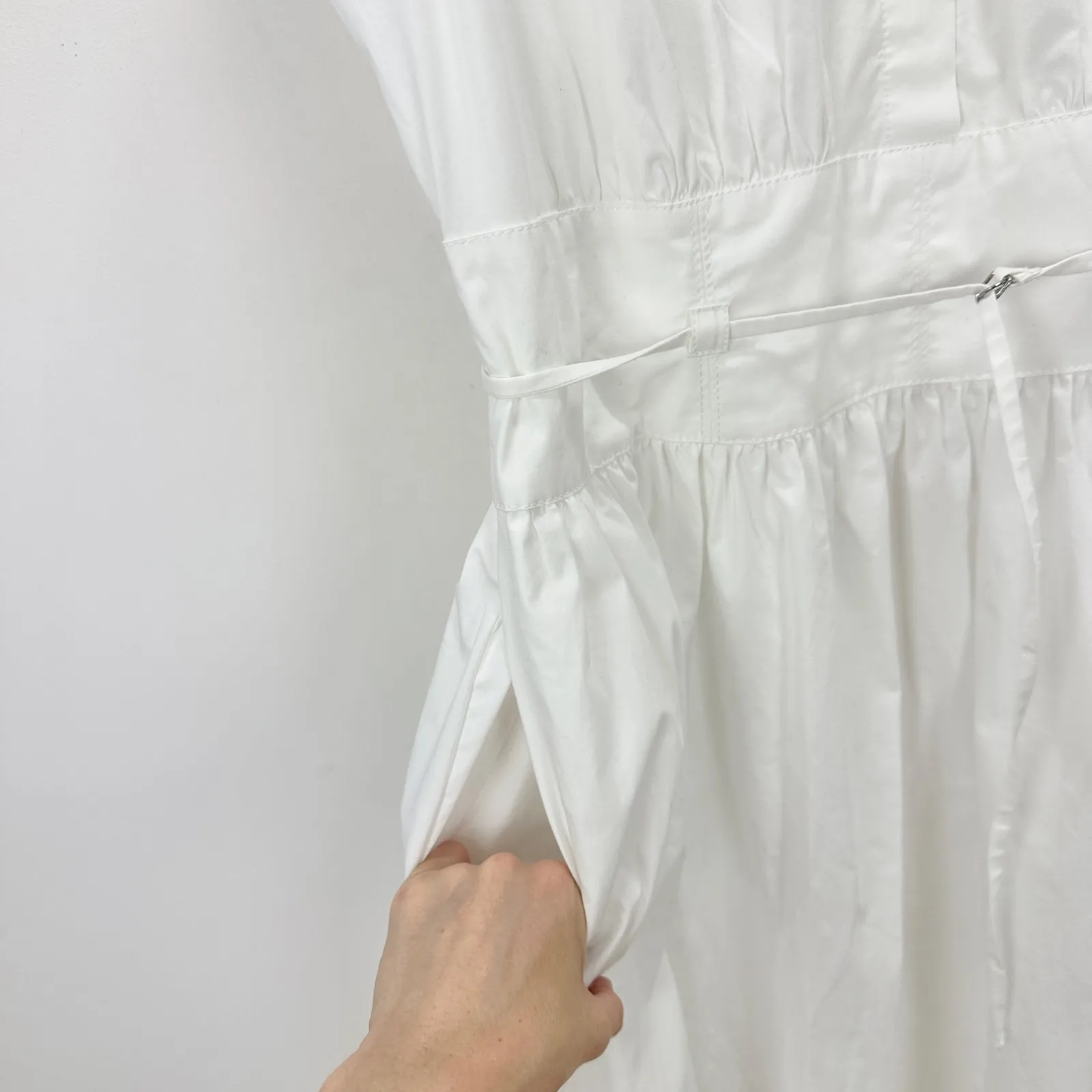 J.Crew Fitted Waist Shirtdress Cotton Poplin Midi A Line Classic White US 10 NWT - Image 9