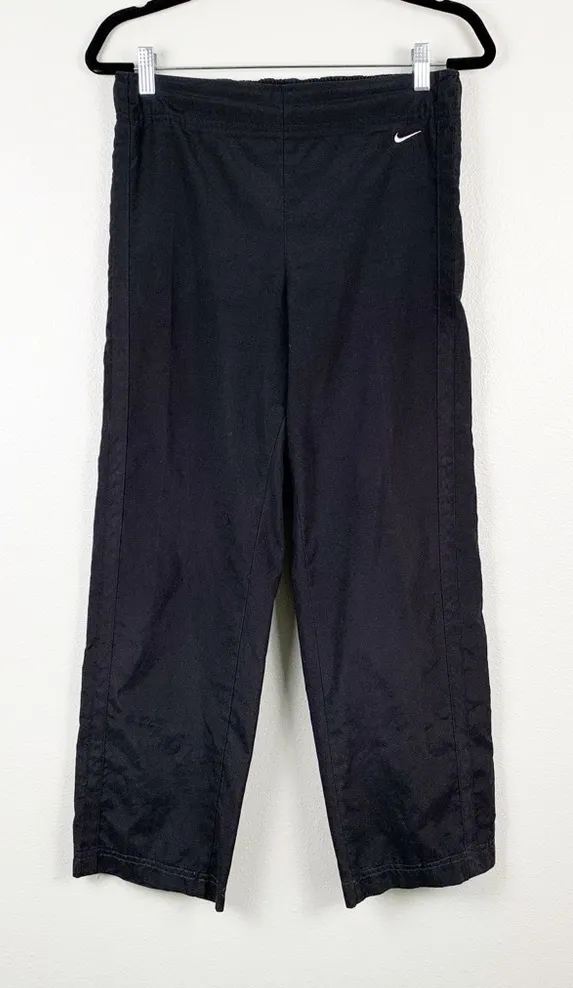 NIKE Womens Polyester‎ Track Pants Drawstring Black - Image 1