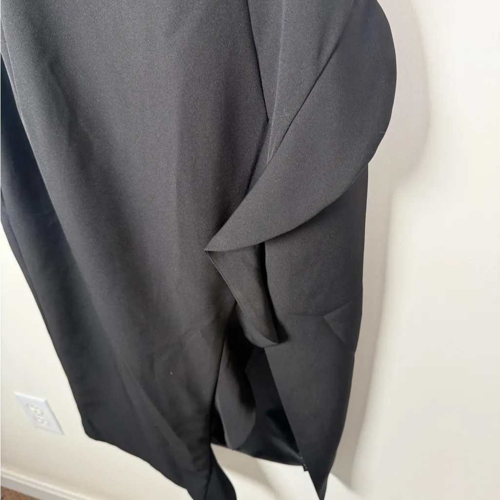 Bardot Black Asymmetrical Ruffle Midi Dress - Image 4