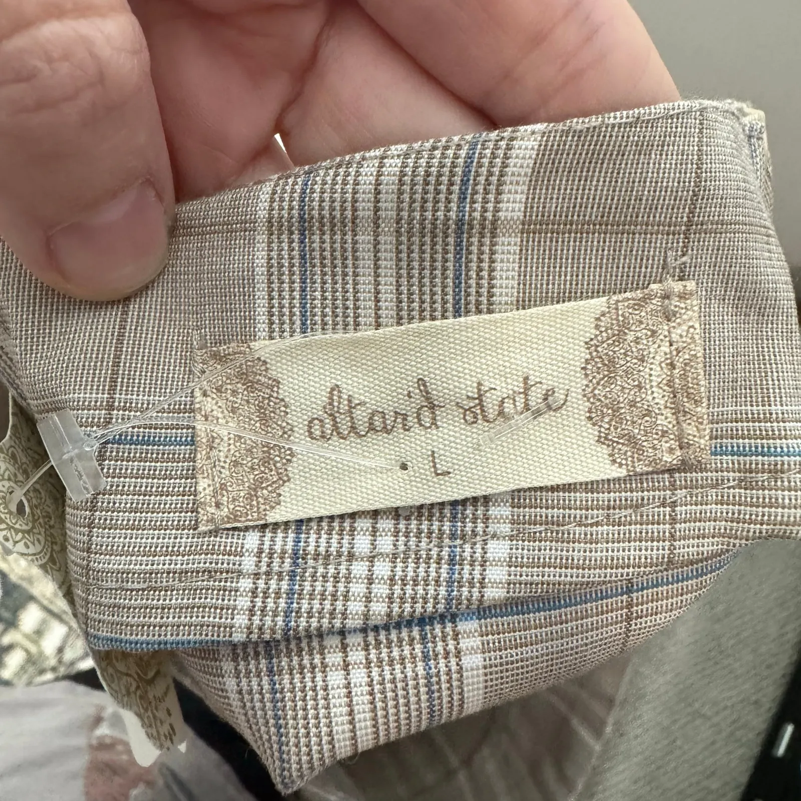 Altar'd State Mini Skirt Women L Tan Micro Plaid Academia School Girl Preppy NWT - Image 5