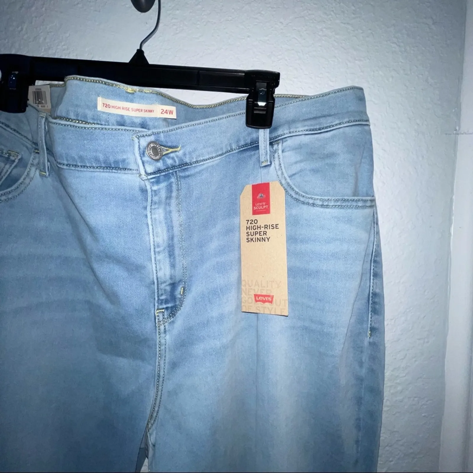 Levi’s 720 High Rise Super Skinny Azurite Jeans Silhouette Curve Modern 24W - Image 3